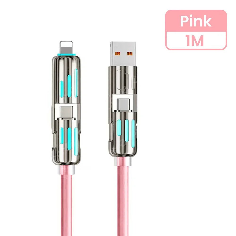 240W 4 in 1 USB C Fast Charging Cable USB to Lightning Data Cable Dual Type C Fast Charger Cable for Iphone 15 Samsung Xiaomi