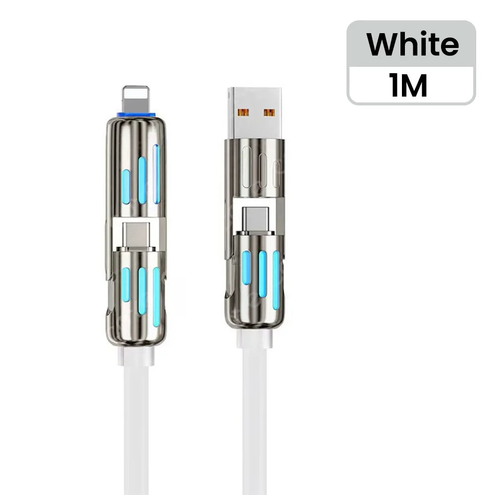 240W 4 in 1 USB C Fast Charging Cable USB to Lightning Data Cable Dual Type C Fast Charger Cable for Iphone 15 Samsung Xiaomi