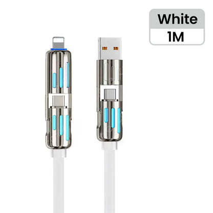 240W 4 in 1 USB C Fast Charging Cable USB to Lightning Data Cable Dual Type C Fast Charger Cable for Iphone 15 Samsung Xiaomi