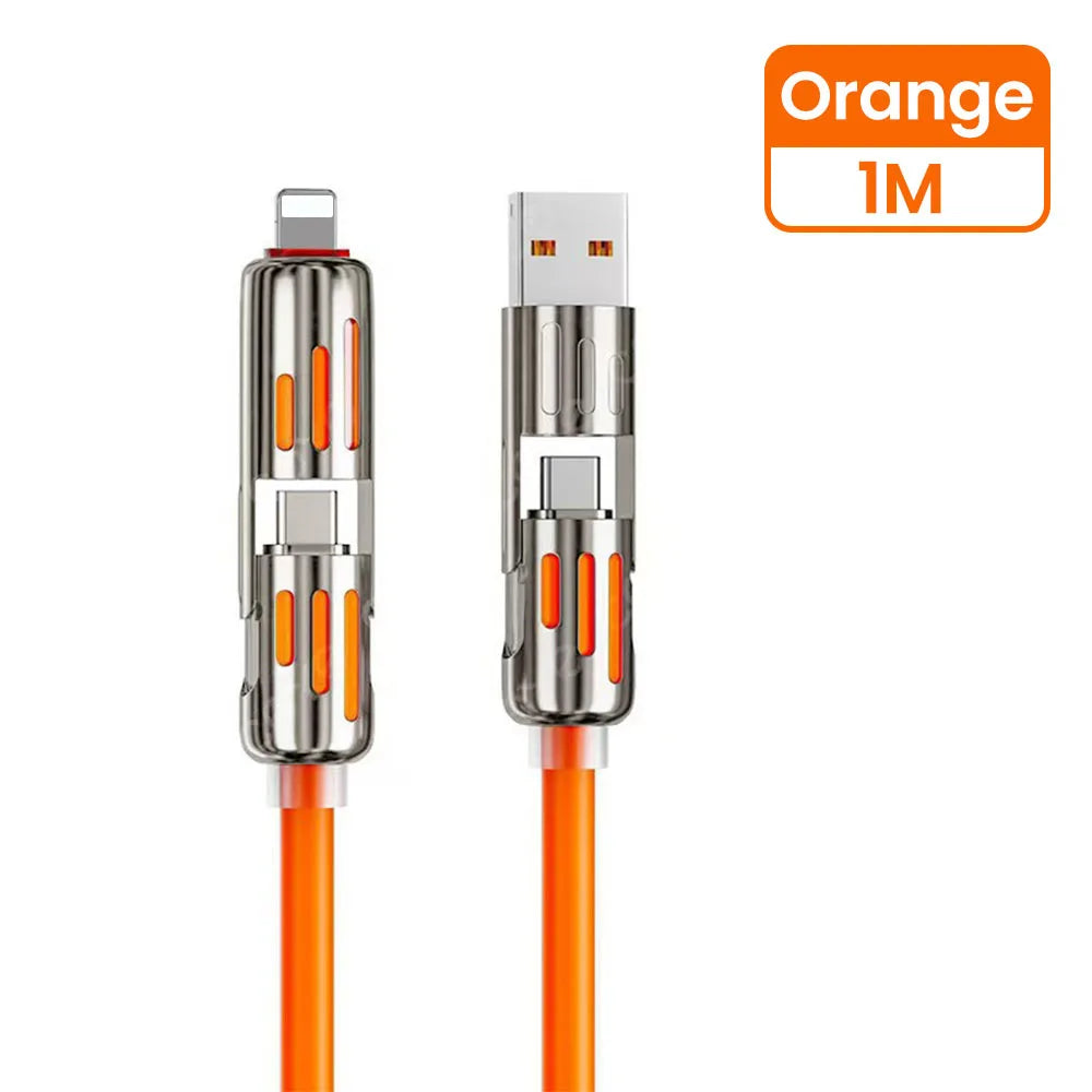 240W 4 in 1 USB C Fast Charging Cable USB to Lightning Data Cable Dual Type C Fast Charger Cable for Iphone 15 Samsung Xiaomi