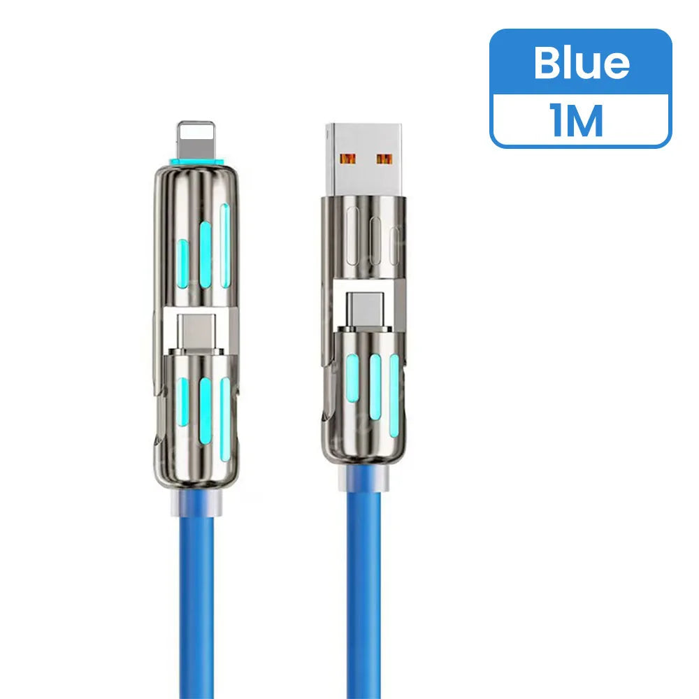 240W 4 in 1 USB C Fast Charging Cable USB to Lightning Data Cable Dual Type C Fast Charger Cable for Iphone 15 Samsung Xiaomi