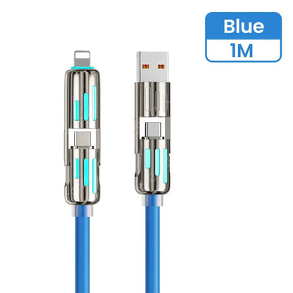 240W 4 in 1 USB C Fast Charging Cable USB to Lightning Data Cable Dual Type C Fast Charger Cable for Iphone 15 Samsung Xiaomi